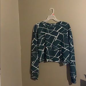 Drop Shoulder Geo Print Pullover